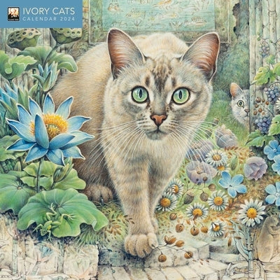Ivory Cats by Lesley Anne Ivory Mini Wall Calendar 2024 (Art Calendar) by Flame Tree Studio