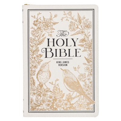 KJV Bible Thinline LP White and Gold W/Zipper by Christian Art Gifts