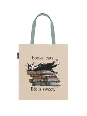 Books. Cats. Life Is Sweet. Tote Bag by Out of Print