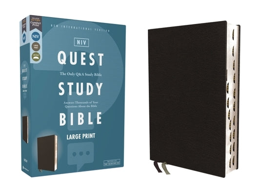 Niv, Quest Study Bible, Large Print, Bonded Leather, Black, Thumb Indexed, Comfort Print: The Only Q and A Study Bible by Christianity Today Intl