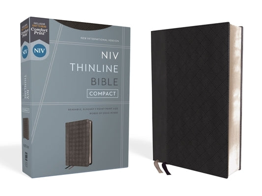 Niv, Thinline Bible, Compact, Leathersoft, Black/Gray, Red Letter, Comfort Print by Zondervan