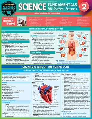 Science Fundamentals 2 - Life Science - Humans: Quickstudy Laminated Reference & Study Guide by Gardner, Jane