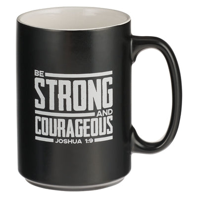 Christian Art Gifts Large Coffee & Tea Inspirational Scripture Mug for Men: Strong & Courageous - Encouraging Bible Verse Drinkware, Black, 14 Oz. by Christian Art Gifts