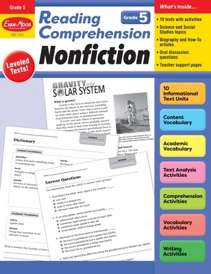 Reading Comprehension: Nonfiction, Grade 5 Teacher Resource by Evan-Moor Corporation