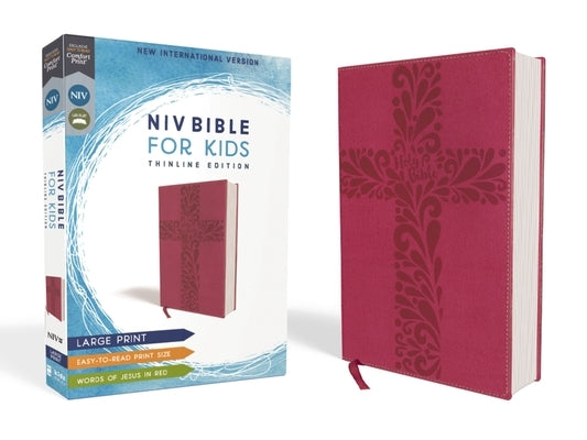 Niv, Bible for Kids, Large Print, Leathersoft, Pink, Red Letter, Comfort Print: Thinline Edition by Zondervan