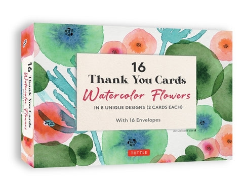 16 Thank You Cards Watercolor Flowers: 4 1/2 X 3 Inch Blank Cards in 8 Lovely Designs (2 Each) with 16 Envelopes by Tuttle Studio