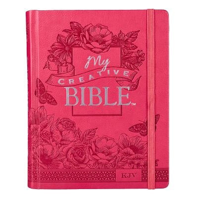 KJV Holy Bible, My Creative Bible, Faux Leather Hardcover - Ribbon Marker, King James Version, Pink Floral W/Elastic Closure by Christian Art Gifts
