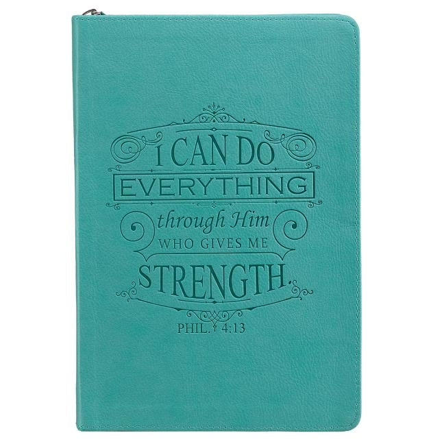 I Can Do Everything: Teal Lux-Leather Journal with Zipper by Christian Art Gifts