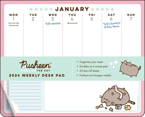 Pusheen 2024 Weekly Desk Pad Calendar by Belton, Claire
