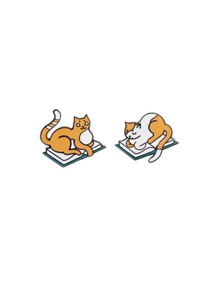 Curl Up with Books and Cats Enamel Pin Set by Out of Print