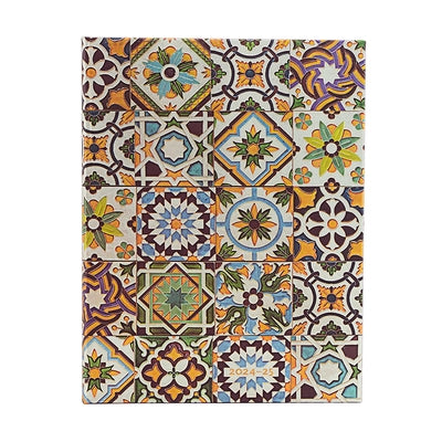 Paperblanks 2024-2025 Weekly Planner Porto Portuguese Tiles 18-Month Ultra Vertical Elastic Band 208 Pg 80 GSM by Paperblanks