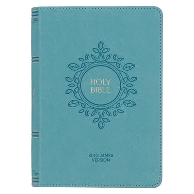 KJV Holy Bible, Compact Large Print Faux Leather Red Letter Edition - Ribbon Marker, King James Version, Teal by Christian Art Gifts