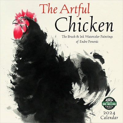 Artful Chicken 2024 Wall Calendar: Brush & Ink Watercolor Paintings by Endre Penovac by Amber Lotus Publishing