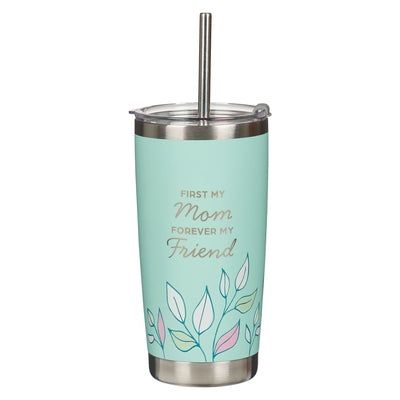 Christian Art Gifts Large Sturdy Stainless Steel Tumbler Travel Mug for Mothers: First My Mom, Inspirational Scripture W/Straw, Double-Wall Vacuum Ins by Christian Art Gifts