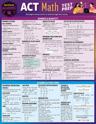 ACT Math Test Prep: A Quickstudy Laminated Reference Guide by Reiss, Stephen