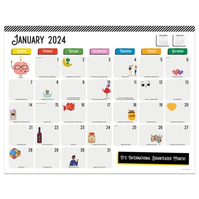 Cal 2024- Every Day's a Holiday Large Desk Pad Monthly Blotter by TF Publishing