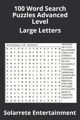 100 Word Search Puzzles Advanced Level: Large Letters by Entertainment, Solarrete