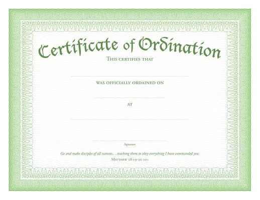 Ordination Certificate by Warner Press