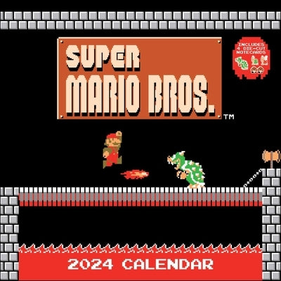 Super Mario Bros. 8-Bit Retro 2024 Wall Calendar with Bonus Diecut Notecards by Nintendo