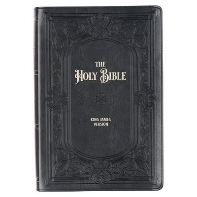 KJV Holy Bible, Giant Print Full-Size Faux Leather Red Letter Edition - Thumb Index & Ribbon Marker, King James Version, Midnight Blue by Christian Art Gifts