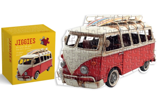 Surf's Up Van-Shaped Jiggie Puzzle: Die-Cut 77-Piece Jigsaw by Spumoni Studio