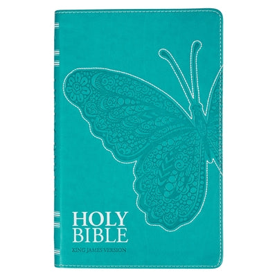 KJV Holy Bible, Gift Edition for Girls/Teens King James Version, Faux Leather Flexible Cover, Teal Butterfly by Christian Art Gifts
