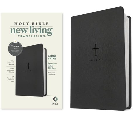 NLT Large Print Premium Value Thinline Bible, Filament Enabled (Leatherlike, Black Cross) by New Living Translation