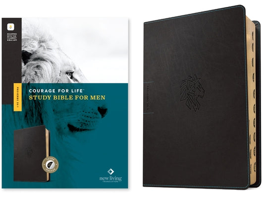 NLT Courage for Life Study Bible for Men, Filament-Enabled Edition (Leatherlike, Onyx Lion, Indexed) by Tyndale