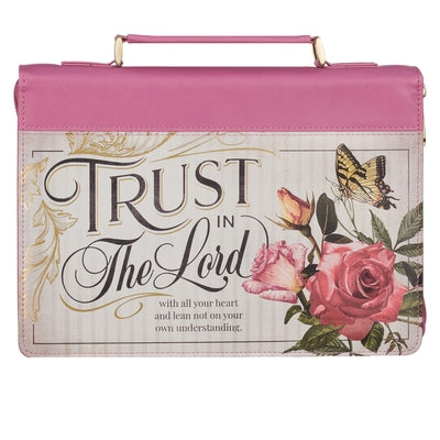 Christian Art Gifts Rose Pink Floral Fashion Bible Cover for Women: Trust in the Lord - Prov. 3:5 Inspirational Scripture Verse, Vintage Vegan Leather by Christian Art Gifts