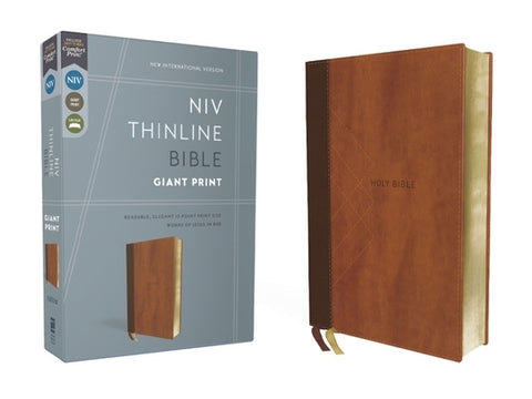 Niv, Thinline Bible, Giant Print, Leathersoft, Brown, Red Letter, Comfort Print by Zondervan