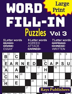 Large Print Word Fill-in Puzzles 3 by Jaja Media