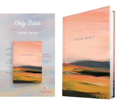 NLT Large Print Slimline Reference Bible (Hardcover, Pink Landscape, Red Letter) by New Living Translation