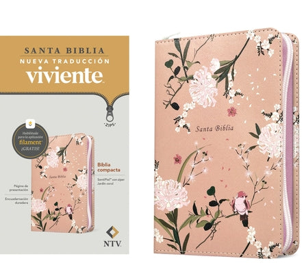 Biblia Compacta Ntv de Zíper, Con Filament (Sentipiel, Jardín Coral) by Tyndale