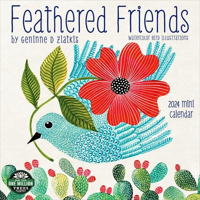 Feathered Friends 2024 Mini Wall Calendar: Watercolor Bird Illustrations by Geninne Zlatkis by Amber Lotus Publishing
