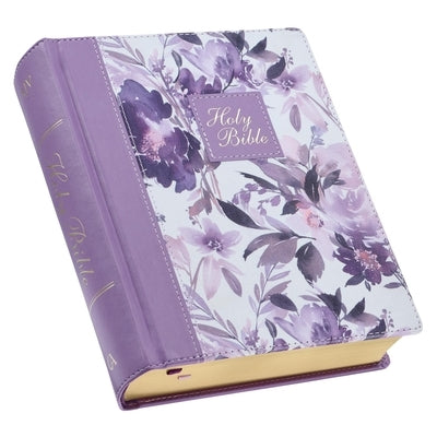 KJV Holy Bible, Note-Taking Bible, Faux Leather Hardcover - King James Version, Purple Floral Printed by Christian Art Gifts