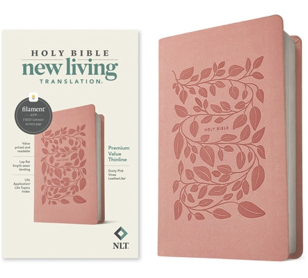 NLT Premium Value Thinline Bible, Filament-Enabled Edition (Leatherlike, Dusty Pink Vines) by Tyndale