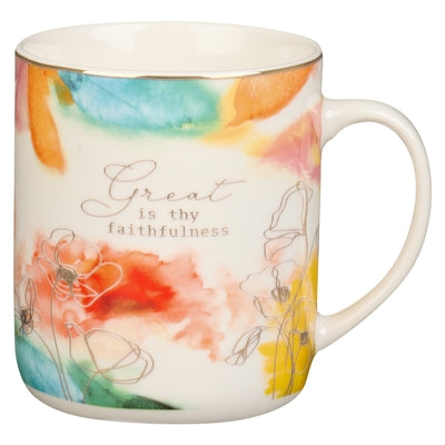 Christian Art Gifts Ceramic Coffee & Tea Mug for Women: Great Is Thy Faithfulness, Pink, 14 Oz. by Christian Art Gifts