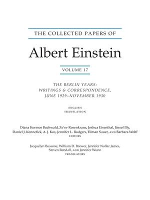 The Collected Papers of Albert Einstein, Volume 17 (Translation Supplement): The Berlin Years: Writings and Correspondence, June 1929-November 1930 by Einstein, Albert