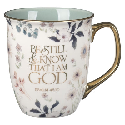 Mug Teal Floral Be Still Ps. 46:10 by Christian Art Gifts