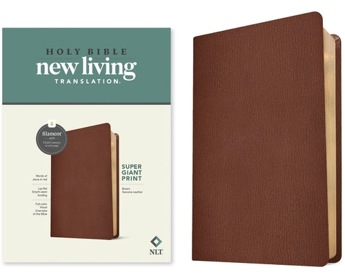 NLT Super Giant Print Bible, Filament-Enabled Edition (Genuine Leather, Brown, Red Letter) by Tyndale