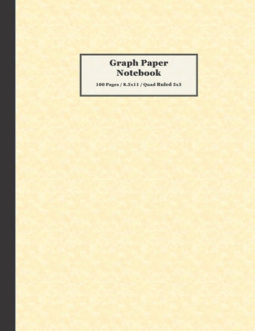 Graph Paper Notebook: 100 Pages, 8.5x11, Quad Ruled 5x5, Yellow Parchment Cover Pattern by Notebooks, Northwest