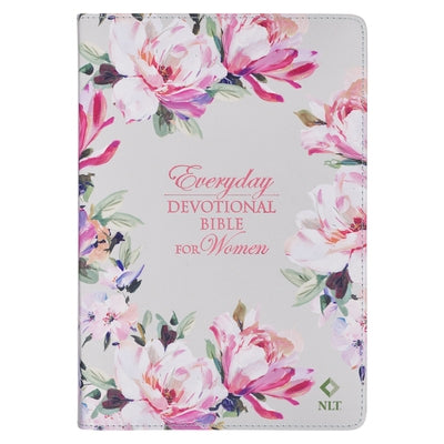 NLT Holy Bible Everyday Devotional Bible for Women New Living Translation, Vegan Leather, Pink Floral Printed by Christian Art Gifts