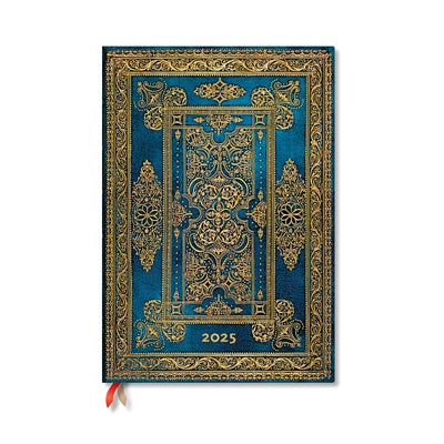 Paperblanks 2025 Weekly Planner Blue Luxe Luxe Design 12-Month Grande Vertical Elastic Band 160 Pg 100 GSM by Paperblanks