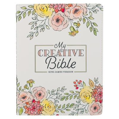KJV Holy Bible, My Creative Bible, Faux Leather Flexible Cover - Ribbon Marker, King James Version, White Floral by Christian Art Gifts