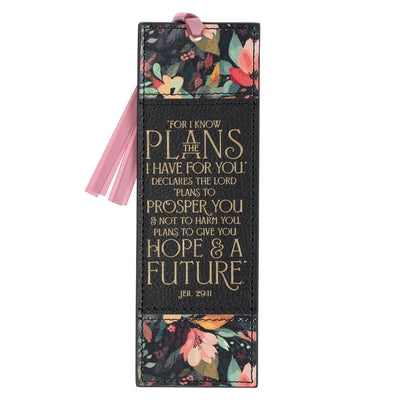 Bookmark Faux Leather Black I Know the Plans Jer. 29:11 by Christian Art Gifts