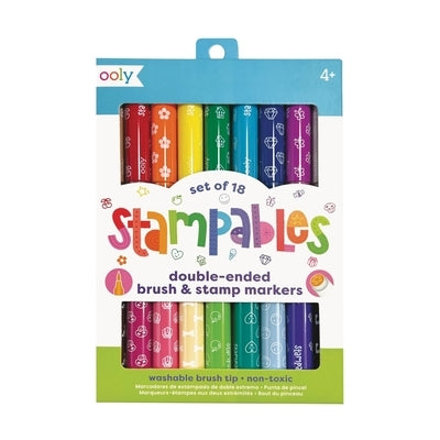 Stampables Double-Ended Stamp & Brush Markers: Set of 18 by Ooly