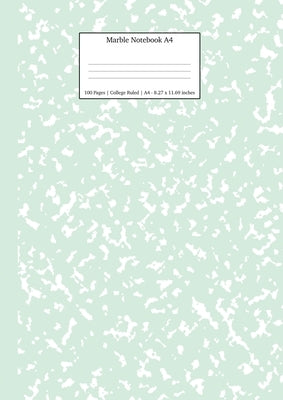 Marble Notebook A4: Mint Green College Ruled Journal by Young Dreamers Press