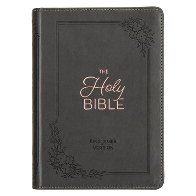 KJV Holy Bible, Compact Large Print Faux Leather Red Letter Edition - Ribbon Marker, King James Version, Gray by Christian Art Gifts