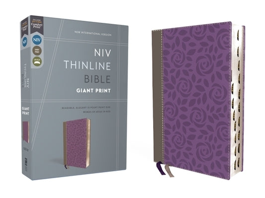 Niv, Thinline Bible, Giant Print, Leathersoft, Gray/Purple, Red Letter, Thumb Indexed, Comfort Print by Zondervan