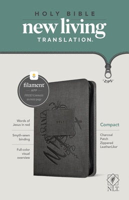 NLT Compact Zipper Bible, Filament Enabled (Leatherlike, Charcoal Patch, Red Letter) by New Living Translation